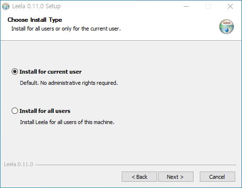 설치 타입 설정